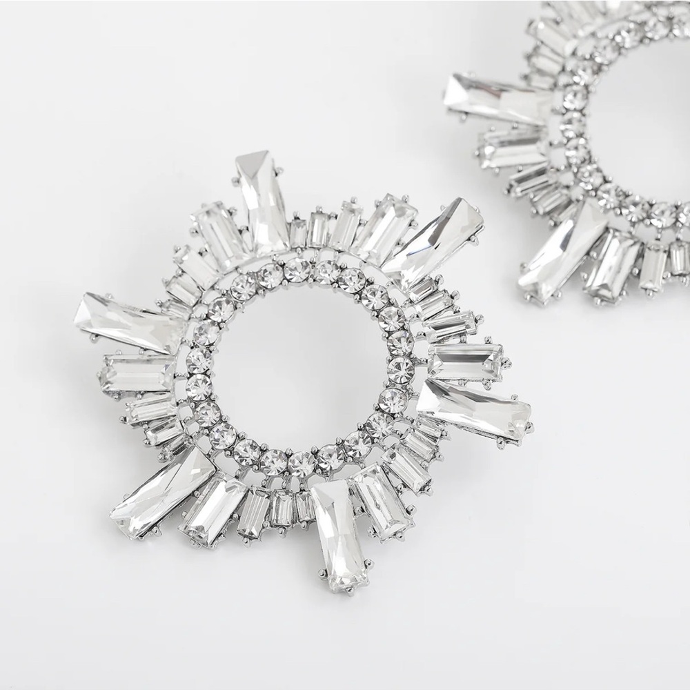 Silver Starburst Earrings large size